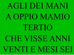 AGLI DEI MANI A OPPIO MAMIO TERTIO CHE VISSE ANNI VENTI E MESI SEI
