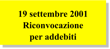 19 settembre 2001 Riconvocazione per addebiti