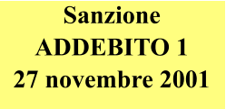 Sanzione ADDEBITO 1 27 novembre 2001
