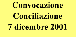 Convocazione Conciliazione 7 dicembre 2001