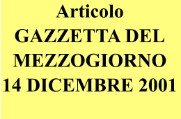 Articolo GAZZETTA DEL MEZZOGIORNO 14 DICEMBRE 2001