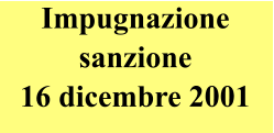 Impugnazione sanzione 16 dicembre 2001