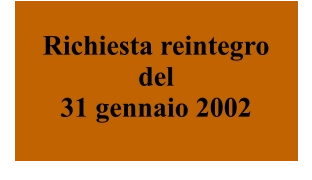 Richiesta reintegro del 31 gennaio 2002
